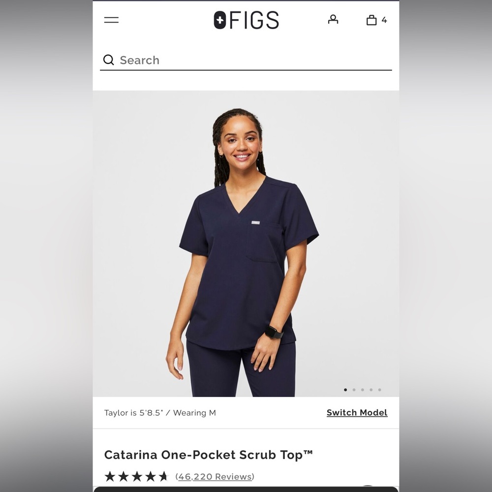 FIGS Navy Catarina Scrub Top